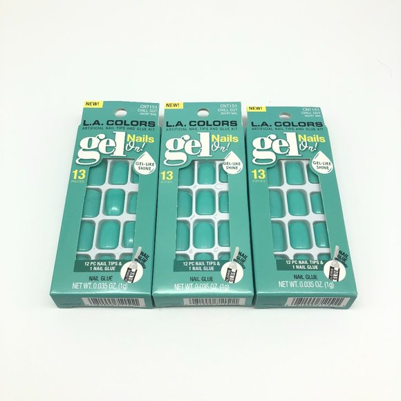 L.A. COLORS Gel Nails On Artificial Nail Tips & Glue Kit, Chill Out, Mint (3) - Picture 1 of 3